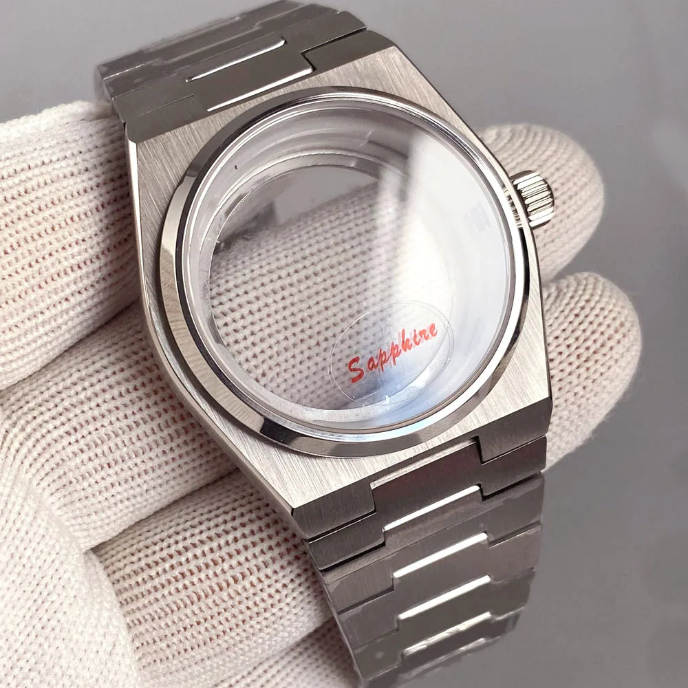 40mm PRX Case Silver Fluted 100m Waterproof For Super Player Sapphire Glass Watch Case Fit NH34 NH35 NH36 NH38 Movement