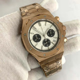 Rose Gold Quartz Royal Oak Octagon Watch Customized LOGO  Chronograph 41mm Japanese VK63 Movement Sapphire 3ATM
