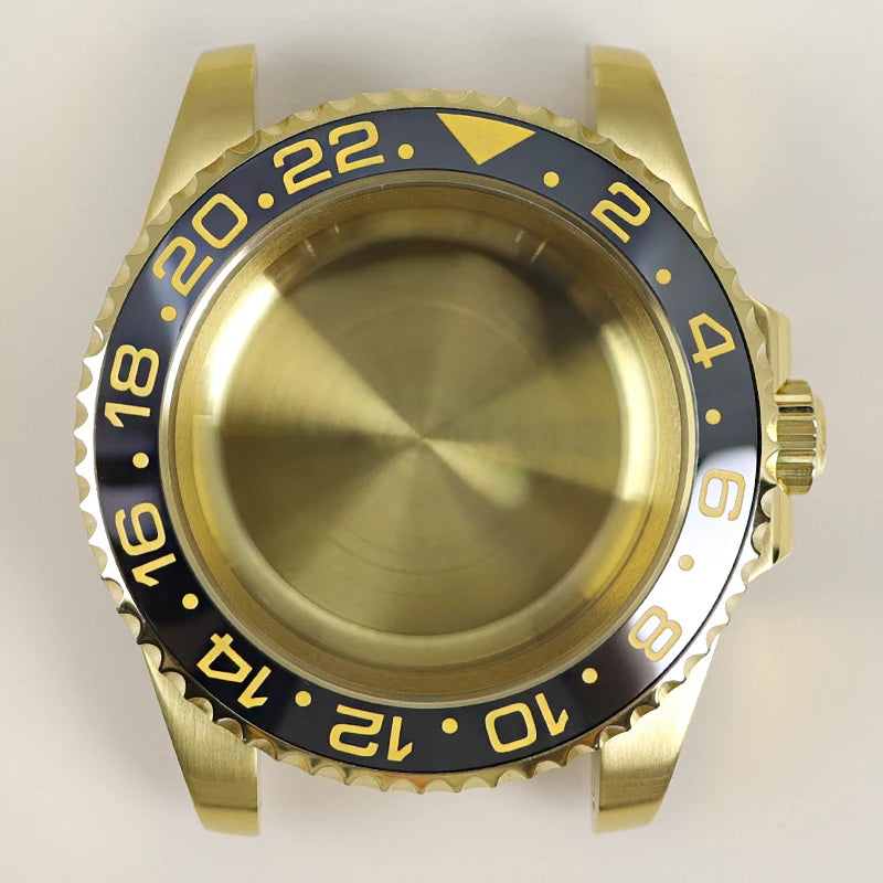 40MM PVD Gold Submariner Watch Case  GMT Yacht Master Polish Strap Sapphire Glass For NH35 NH36 NH34 NH38 Miyota 8215 Eta 2824 GMT SUB Yacht 20ATM waterproof