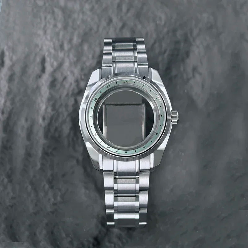 Premium 40mm 44GS Design Case Fit 32.5mm Dial Sapphire Crystal Chapter Ring Matches High Quality Automatic Luxury GMT NH35 NH34