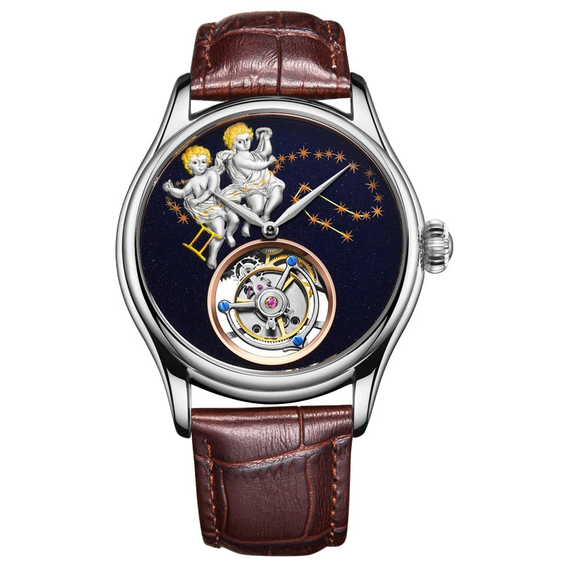 Flying Tourbillon Movement Watch AESOP 7003 Luxury Sapphire 42mm 5ATM High Accuracy