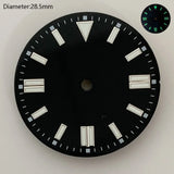 28.5mm NH35 double bar watch dial luminous grass green red dark blue yellow dial for NH35 automatic movement watch accessories can customize logo