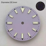 28.5mm NH35 double bar watch dial luminous grass green red dark blue yellow dial for NH35 automatic movement watch accessories can customize logo