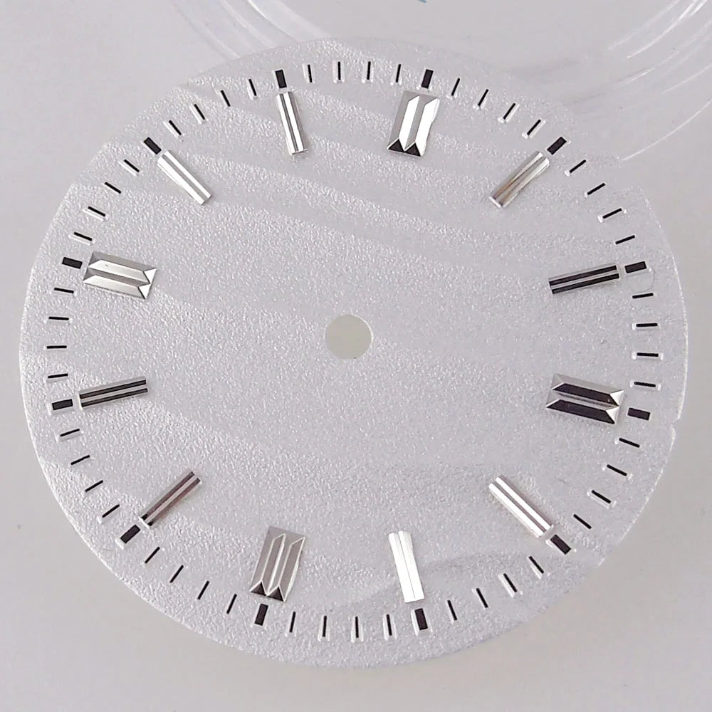 Double bar no date window Nologo 29mm Sand Dune Watch Dial Plate for NH35 NH36 ETA2824 PT5000 ST2130 Silver Hand no date  Watch Parts for Diver Watch Mod