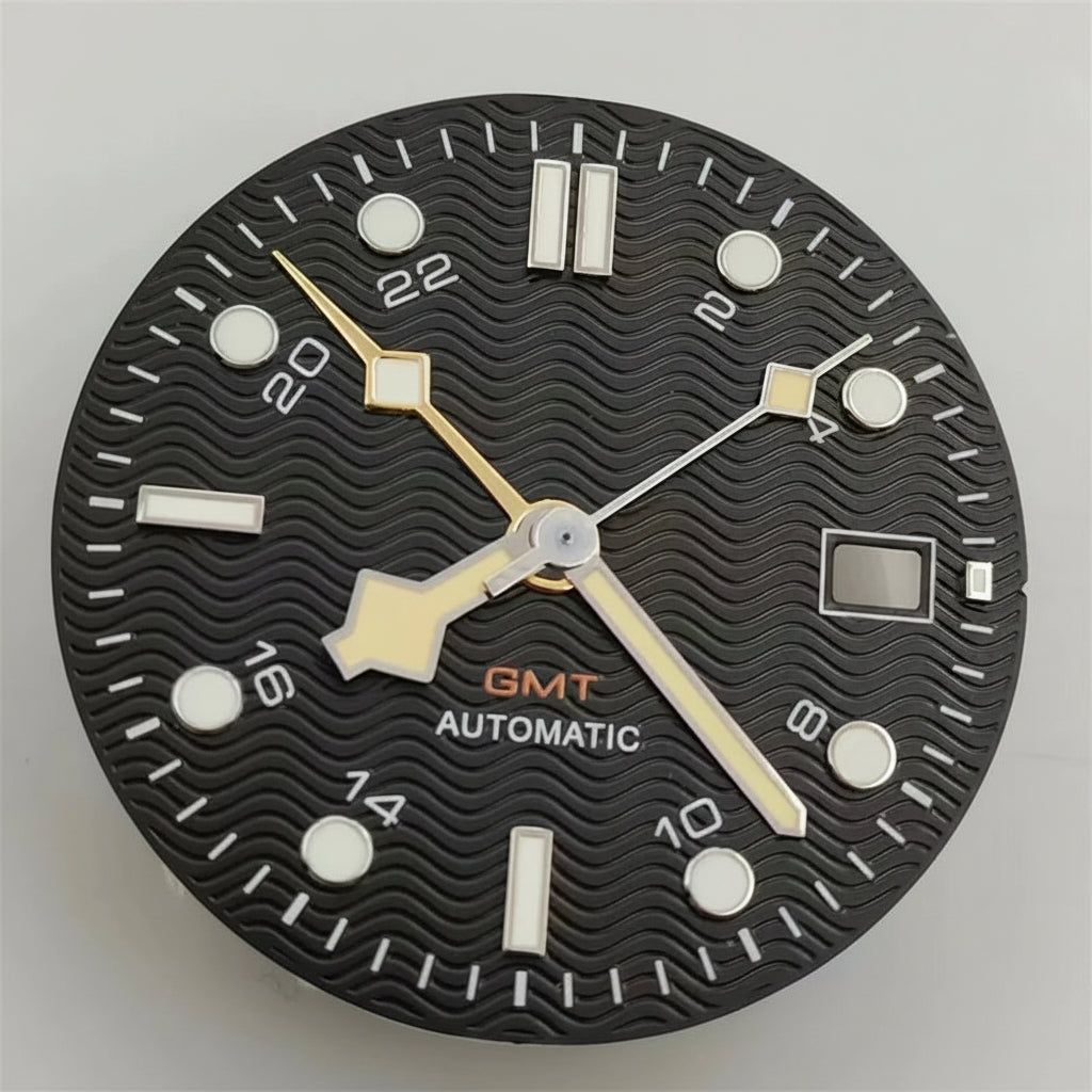 31mm NH34 GMT Dial Hands black blue white color green luminous