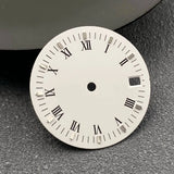 28.5mm NH35 Dial Roman numerals White Vintage No logo Single calendar Fit NH35 NH36 Movement Watch Dial Accessories
