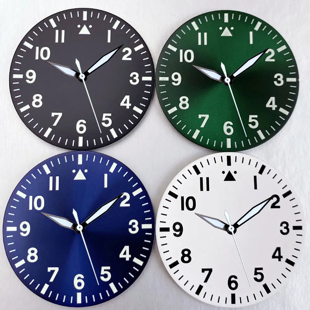 38mm watch dial Sunburst Blue Green White Black Hand Set Fit NH35 NH36 NH38 PT5000 for Pilot Diving Men Watch Parts Accessories