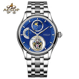 Flying Tourbillon  Automatic Watch AESOP 7117  Skeleton Moon Phase 42mm Sapphire 5ATM