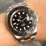 Tandorio NH34 GMT Two Tone Diving Watch TD015C 904L Bracelet 20Bar 40MM Sapphire