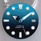 29mm Blue Ocean Matte Texture Watch Dial Gradient Color Fit NH35  Date Window Hands Set Green Lume Wristwatch Face Accessories