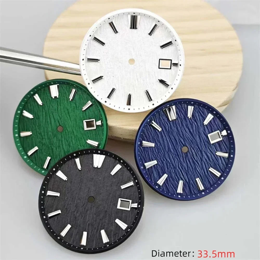 New NH35 Watch Dial 33.5mm Black White Blue Green Dial for NH35 NH36 Movement Watch Accessories No Logo Diy Parts