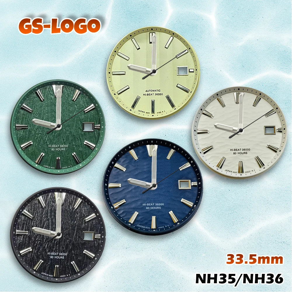 33.5mm GS Logo Dial Multi-Color NH35/NH36 Movement Men's Watch Modification Accessories