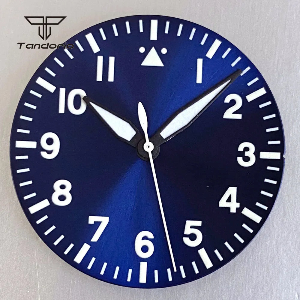33.5mm Pilot Watch Dial+Hands Black/White/Blue/Green Color Luminous Fit NH35 NH36 NH38 ETA2824 PT5000 ST2130 Miyota82 Movt