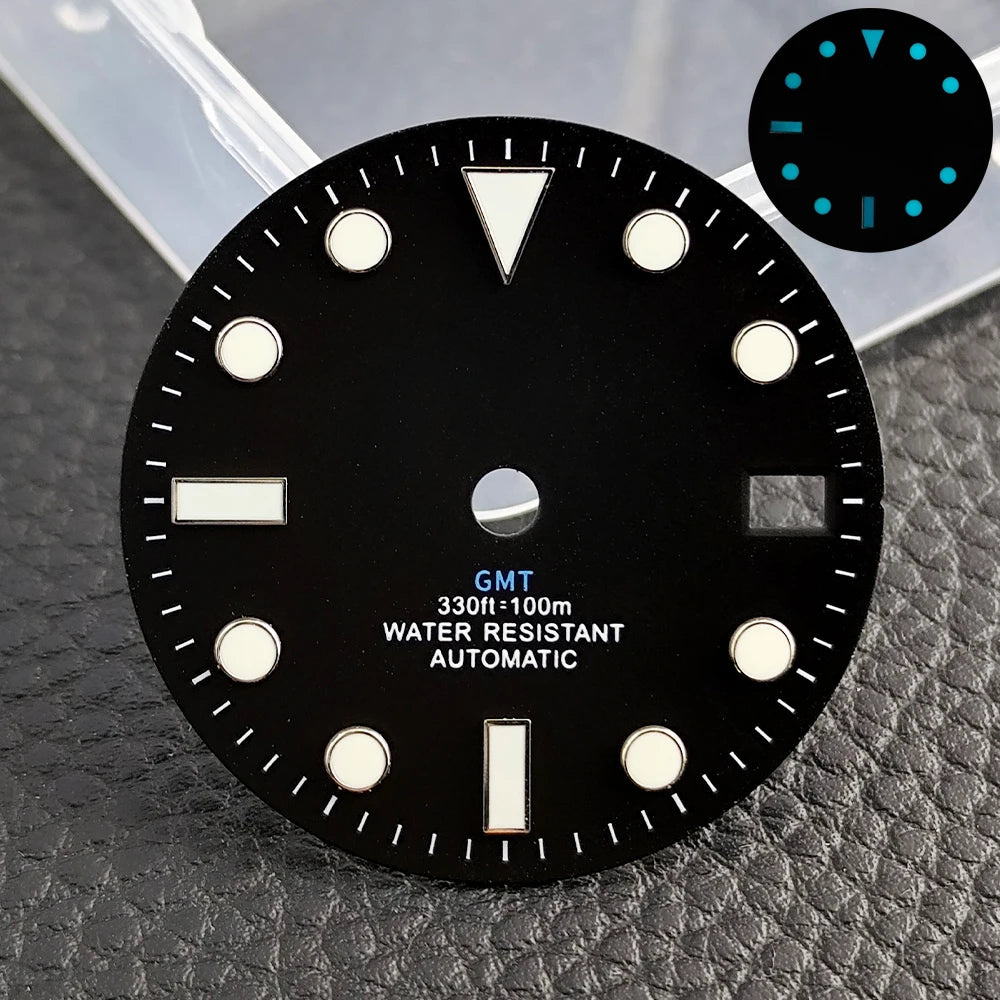 28.5mm blue lume NH35 NH34 Dial Single Calendar Submariner style with Hands Watches accessory