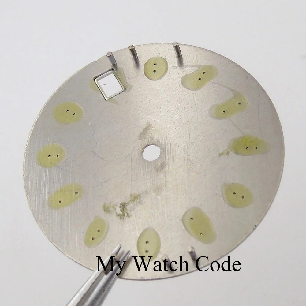 29mm Meteorite Pattern Watch Dial for N H35A N H36A Automatic Movement Green Luminous Markers for D iver Watch Mod