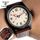 PVD Black Pilot watch Tandorio TD169A 36mm Sapphire Japan NH35/Miyota 8215 PT5000 Movt Pin Buckle 20ATM