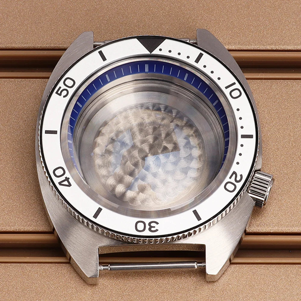 41mm Mod Turtle Watch Case Sapphire Glass Waterproof For Abalone/tuna mouth Captain Willard TMI NH35 NH36 NH38 4R Movement Stainless Steel Watch Accessories
