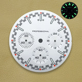 32.5mm Speed Dial Fit VK63 Movement Green Luminous Chronograph Watch Dial 3eyes