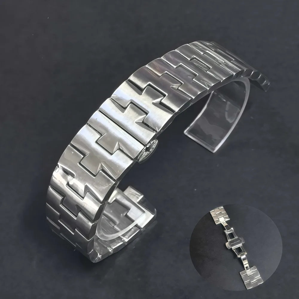 Overseas Watch Case 41mm fit 8215 Movement  Fit 33mm Dial accessories Steel Strap Gold and Silver are Available