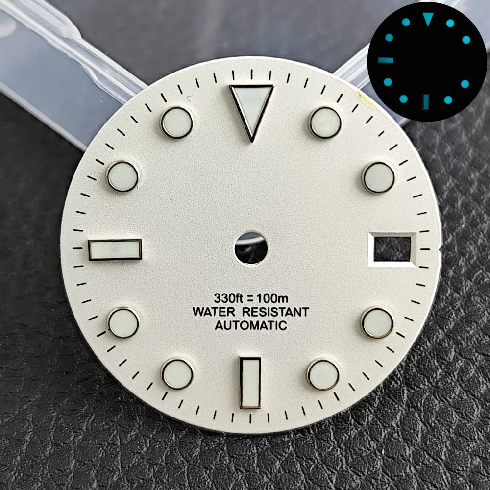 28.5mm blue lume NH35 NH34 Dial Single Calendar Submariner style with Hands Watches accessory