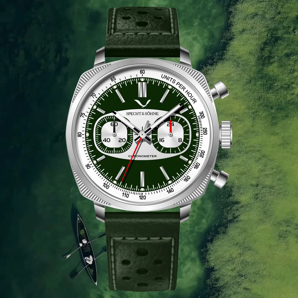 38MM Square VK64 Watch Specht & Söhne Chronograph Sapphire Crystal 50ATM