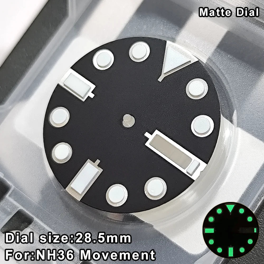 NH36 Dial For NH36 Movement 28.5mm C3 Green Luminous Day Date Window for SKX007 SKX013