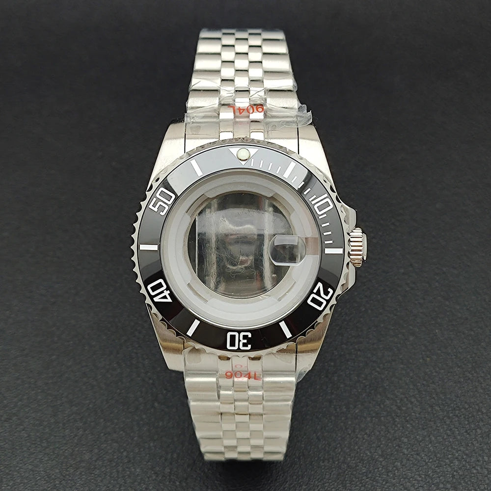 34MM NH05 Watch Case bezel insert ring sapphire glass stainless steel screw in crown women's watch case, suitable for NH05 NH06 movement