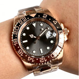 40mm Rose Gold Sub Watch with GMT Bezel Tandorio TD015R Miyota 8215/pt5000 20ATM Sapphire