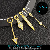 28.5mm blue lume NH35 NH34 Dial Single Calendar Submariner style with Hands Watches accessory