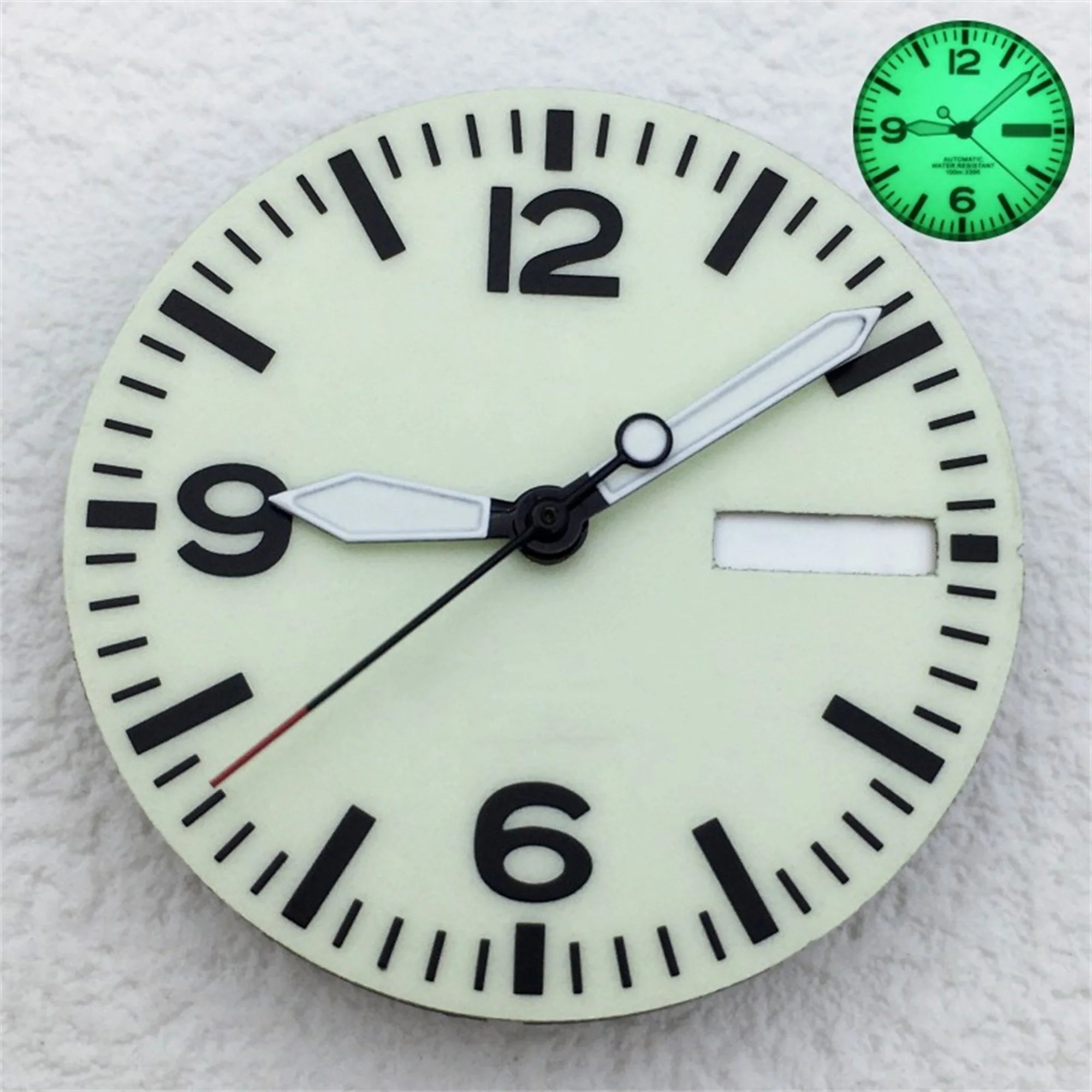 Full Luminous Dial 29mm dial Black White Dial With Hands Fit NH34 NH35 NH36 Movement Green Luminous Watch parts
