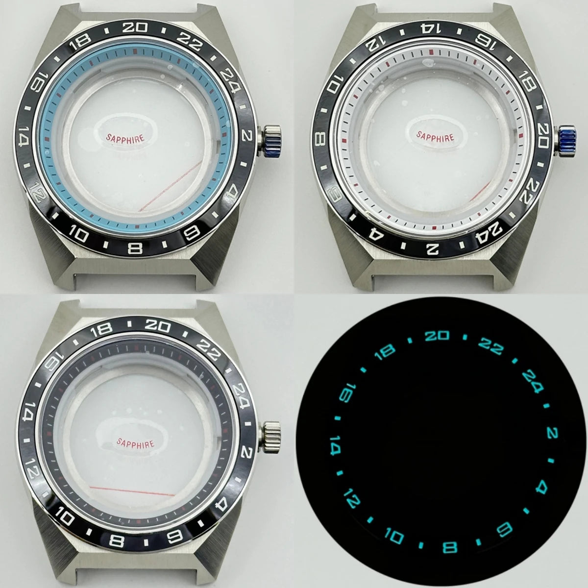 44.5mm GS Tokyo Lion Watch Case 24hours Lume Ceramic Watch Bezel  Fit 32.5mm Dial Sapphire Crystal  For Seiko NH35/36/4R Automatic Movement Mod Parts