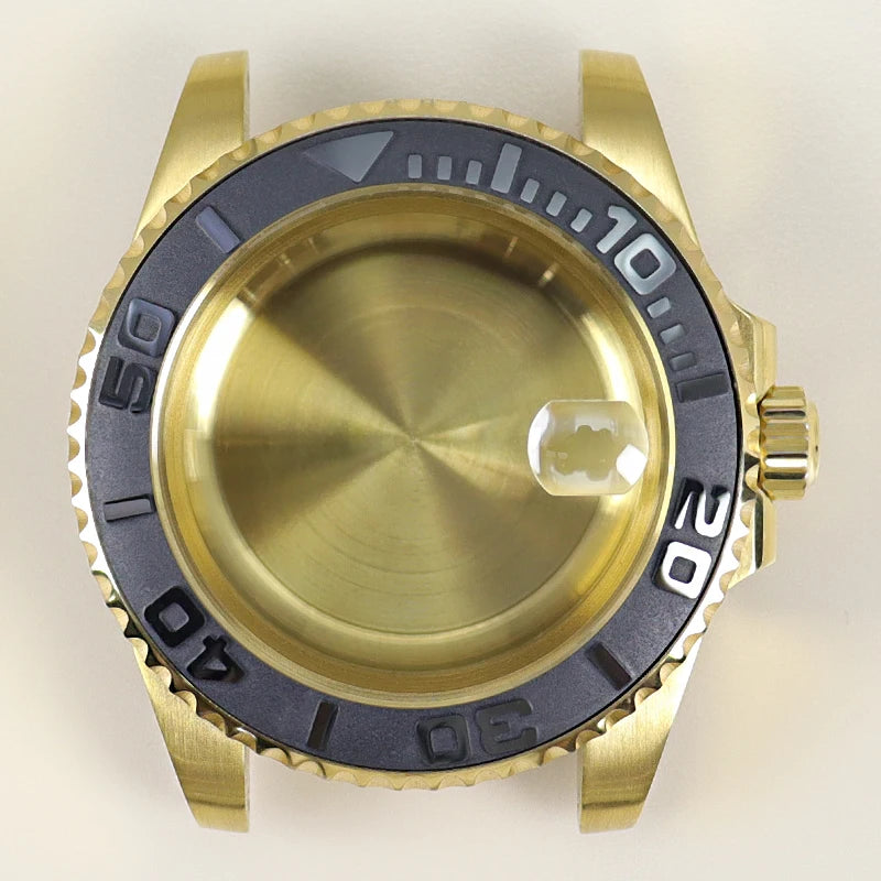 40MM PVD Gold Submariner Watch Case  GMT Yacht Master Polish Strap Sapphire Glass For NH35 NH36 NH34 NH38 Miyota 8215 Eta 2824 GMT SUB Yacht 20ATM waterproof