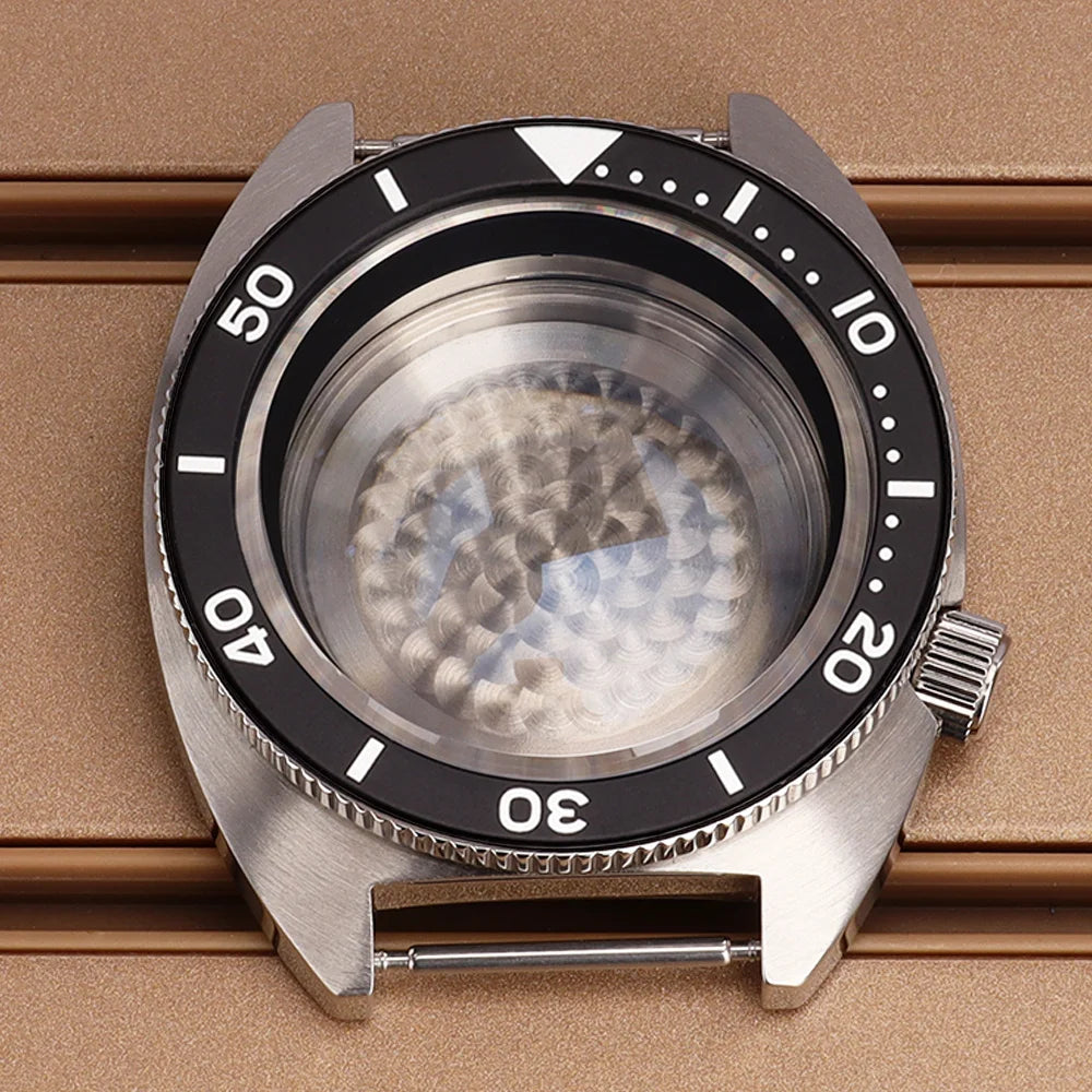 41mm Mod Turtle Watch Case Sapphire Glass Waterproof For Abalone/tuna mouth Captain Willard TMI NH35 NH36 NH38 4R Movement Stainless Steel Watch Accessories