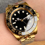 Tandorio Yellow Gold NH34 GMT Watch TD015B Ceramic Insert 20bar 40mm Sapphire SUB