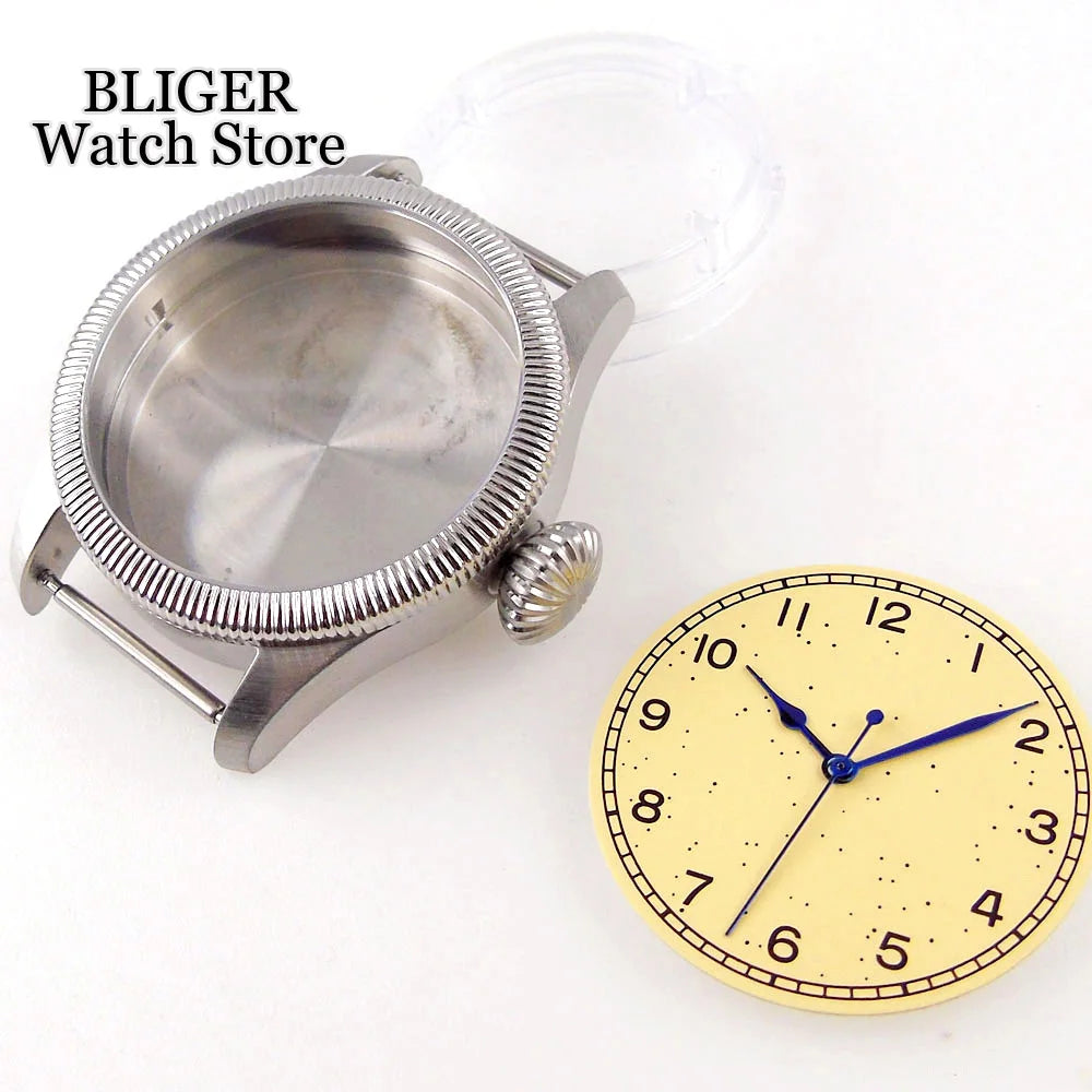 39mm vintage pilot Case 33.5mm Dial Sapphire Glass For NH35 NH35A 2824 PT5000 Waterproof Watch Case Screw Crown