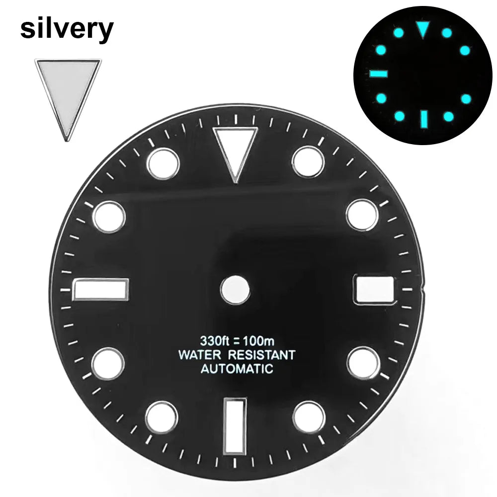 151 type of dials Submariner 28.5mm dial with calendar window suitable for NH35 movement luminous dial can support DIY dial customization name/logo