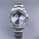 39mm EXP 24 Hour GMT Watch Case Fixed Bezel  Sapphire for NH35/NH36 Movement Frosted Steel Strip