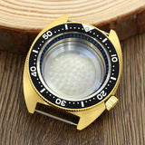 41mm Gold PVD Captain Willard Watch Case Domed Sapphire Tuna Turtle for Seiko MOD NH35 NH36 NH34 4R36 Movts Abalone Screw Crown