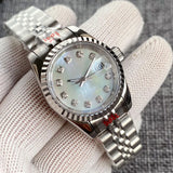 26mm Lady Watch Dress Silver Rose Gold Fluted Bezel  Pink MOP Diamond Dial Sapphire NH05 Automatic movement Watches for Women