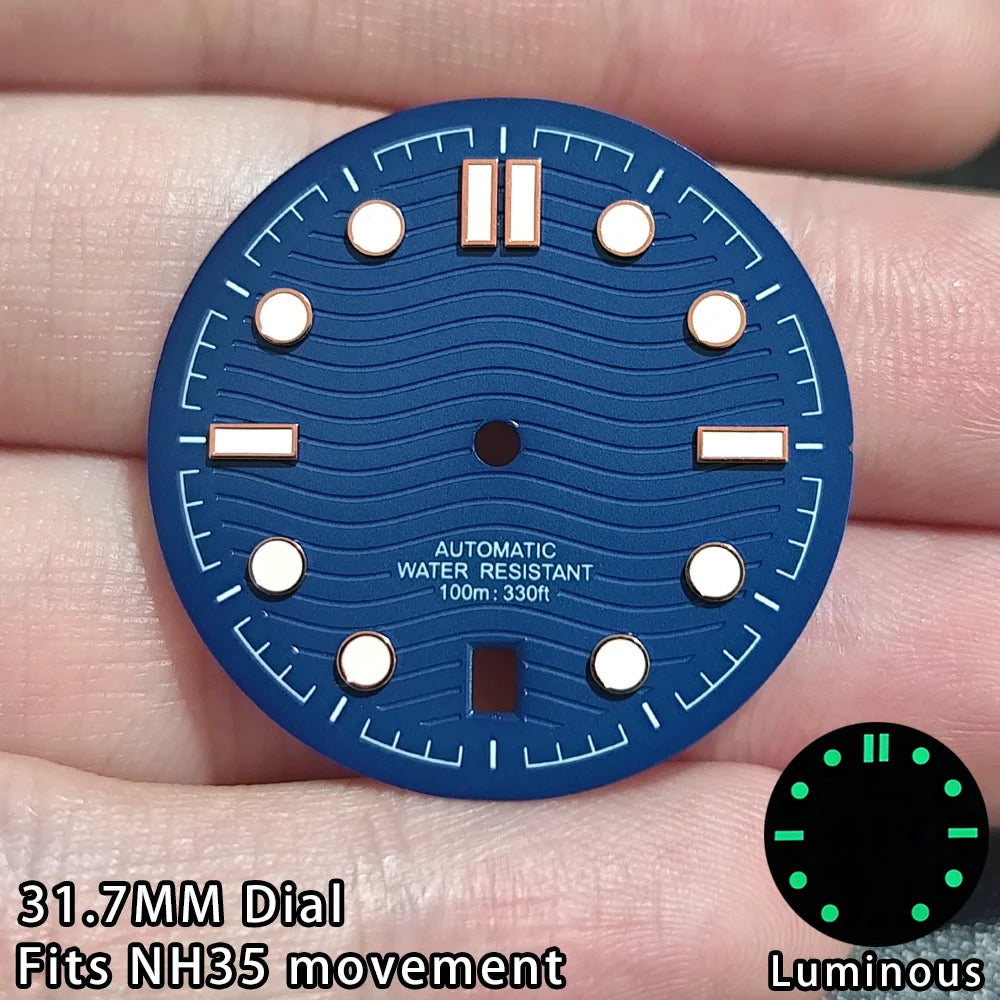 Seamaster NH35 Watch Dial 31.7MM Date At 6 o'clock Watch Dial 31.7MM Dial Accessories 31.7MM Wave Dial 31.7MM Watch Dial Plate
