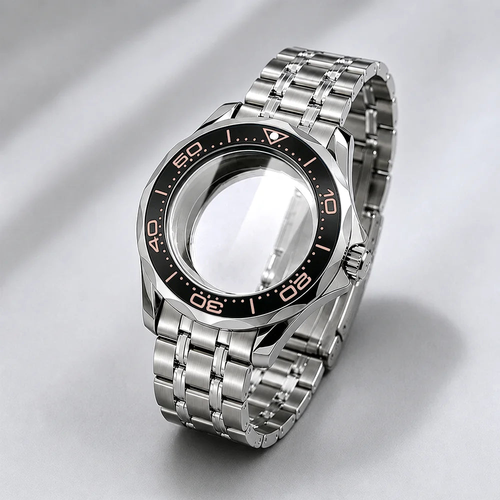 NEW 42mm Seamaster Case with 38mm bezel for NH34/35 NH36 movement Sapphire 10ATM Stainless steel watch box dual crown