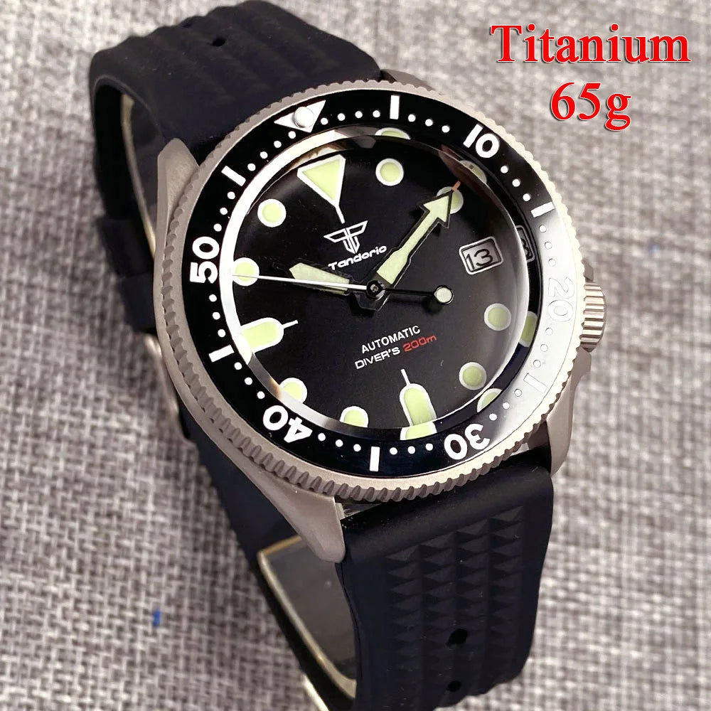 Tandorio Titanium Case skx TD248 37mm NH35A Sapphire 200M Diver Watch