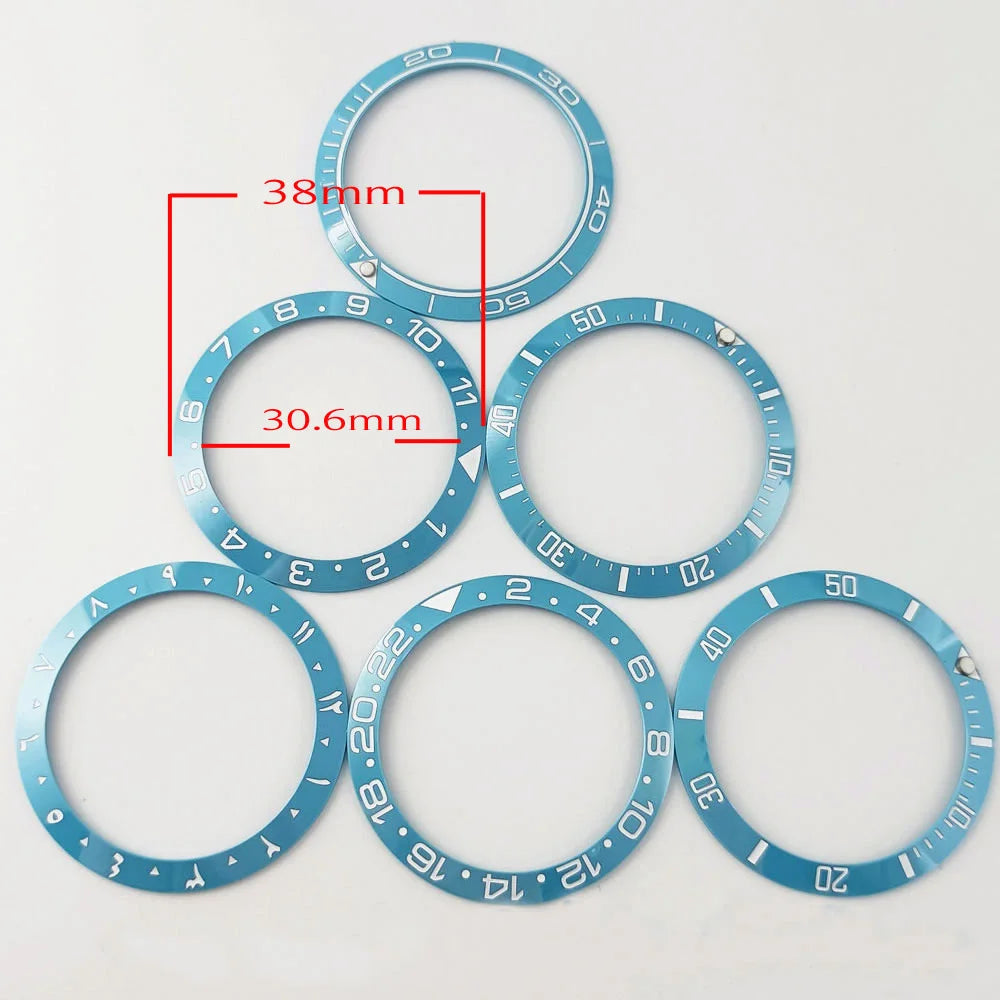 Arabic Numerals Tiffany Blue Ceramic Bezel Insert 38mm*30,6mm for SUB GMT Diver Watch White Numbers