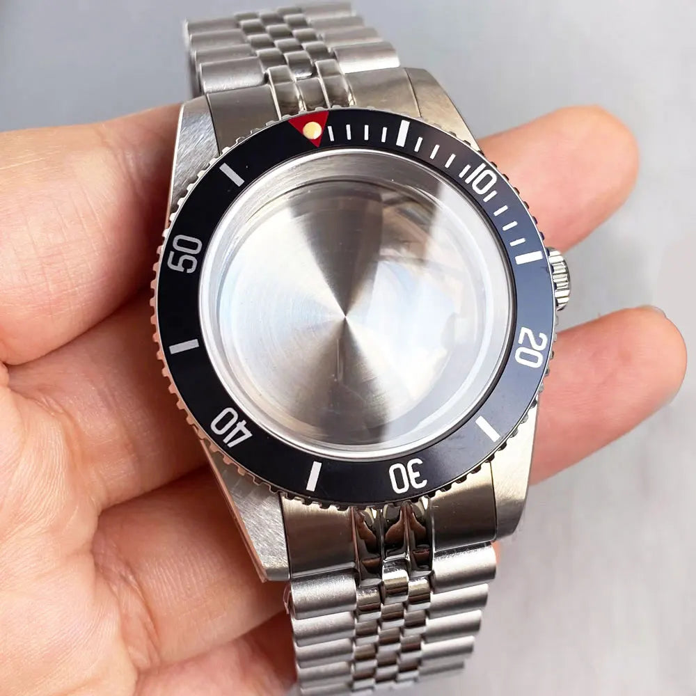 38mm Diver Watch Case GMT Case Stainless Steel Brushed 200M  Fit NH34 GMT NH35 Domed Sapphire Glass Alloy Insert 120 Click Bezel