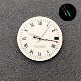 28.5mm NH35 Dial Roman numerals White Vintage No logo Single calendar Fit NH35 NH36 Movement Watch Dial Accessories