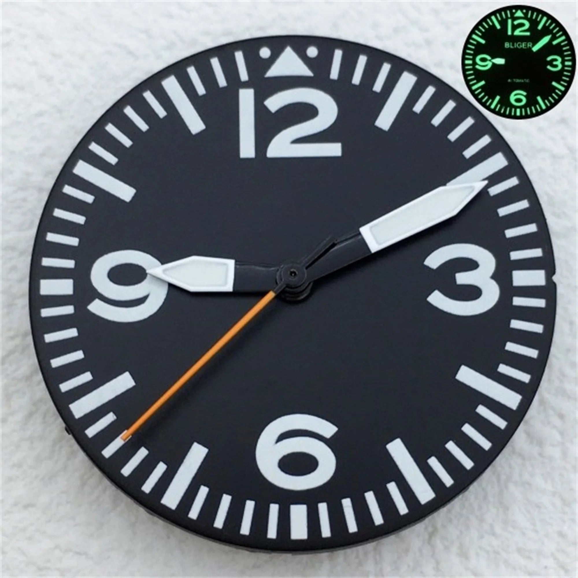 Full Luminous Dial 29mm dial Black White Dial With Hands Fit NH34 NH35 NH36 Movement Green Luminous Watch parts