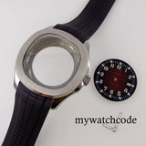 40mm Square Watch Case Glass Back Rubber Strap Dial Hands Set Fit NH35A NH36A Automatic Movement Sapphire Glass