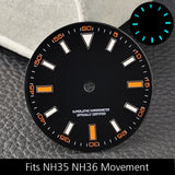 28.5MM Watch Dial Luminous Dial Fit NH35/M8215/E2824 Movement Accessories Watch Parts Watch For man Sterile Dial NH35 Hands