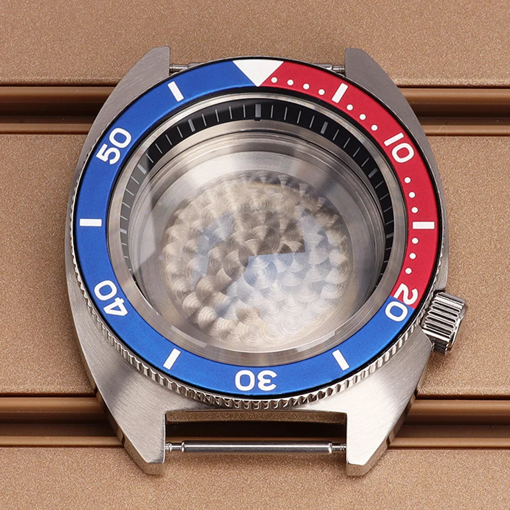 41mm Mod Turtle Watch Case Sapphire Glass Waterproof For Abalone/tuna mouth Captain Willard TMI NH35 NH36 NH38 4R Movement Stainless Steel Watch Accessories