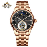 Flying Tourbillon Moon Phase Watch AESOP 7118 42mm Subsecond Automatic Skeleton Waterproof Sapphire